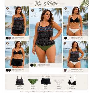 Shade & Shore Swim Bundle Bikini Tops Bottoms Cover Up Fit4U Womens L XL 14
